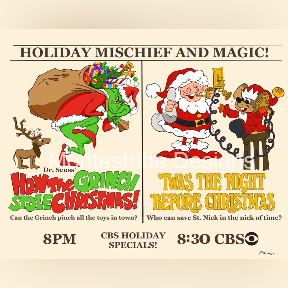 Grinch and ‘Twas The Night Before Christmas Nostalgic 10x10 Art Print